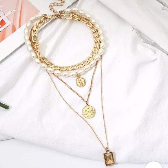 New Multi Layered Pearl Choker Necklace - Picture 4 of 4